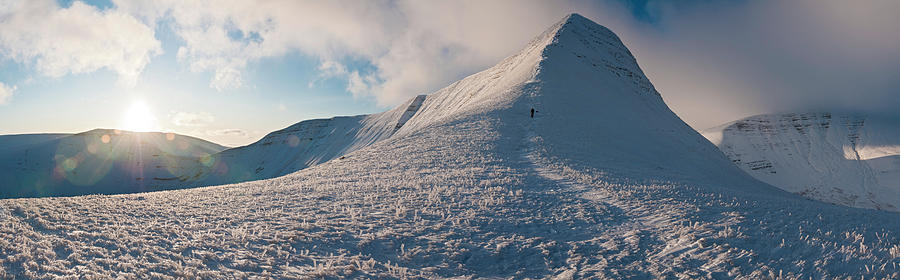 Wales Winter Snow Mountain Sunburst Photograph by Fotovoyager