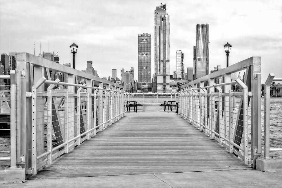 Walk to New York City Skyline BW Photograph by Susan Candelario