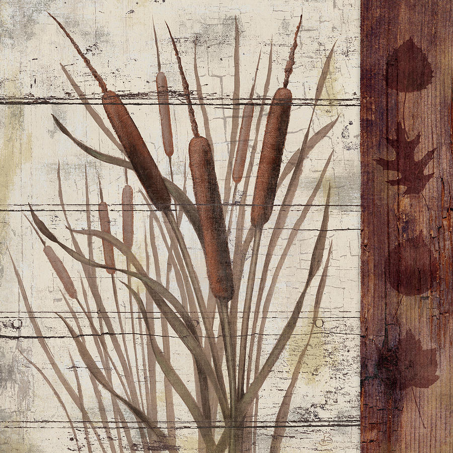 Cattails Mixed Media - Walk To The Pond I by Daphn? B.
