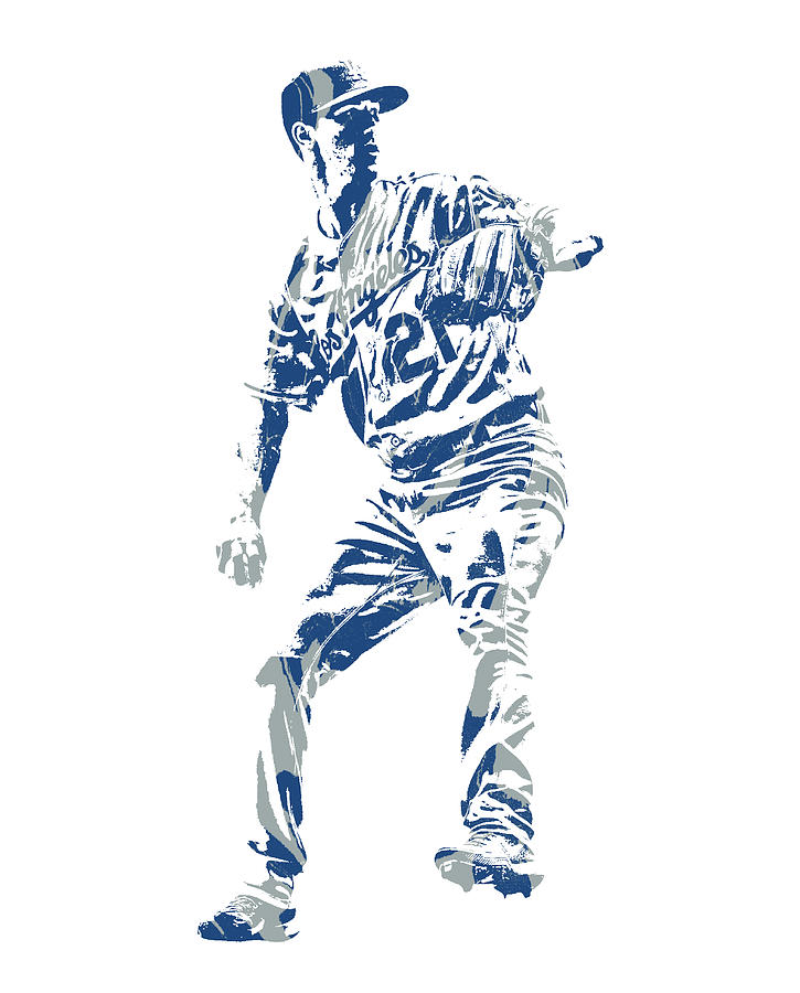 Walker Buehler LOS ANGELES DODGERS PIXEL ART 1 Mixed Media by Joe Hamilton