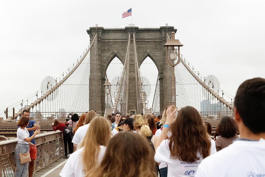 Walking Across the Brooklyn Bridge Photograph by Kathleen McGinley