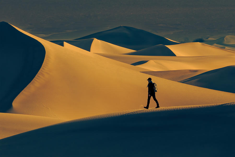 Walking In The Desert Photograph by Lipinghu