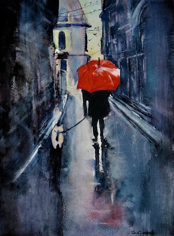 Walking In The Rain Painting - Walking In The Rain by Geni Gorani Walking In The Rain Painting - Walking In The Rain by Geni Gorani