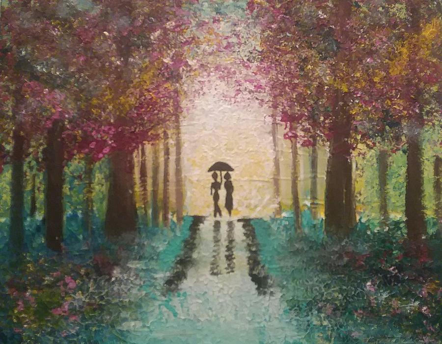 Walking In The Rain Painting by Jennifer Lantz - Pixels