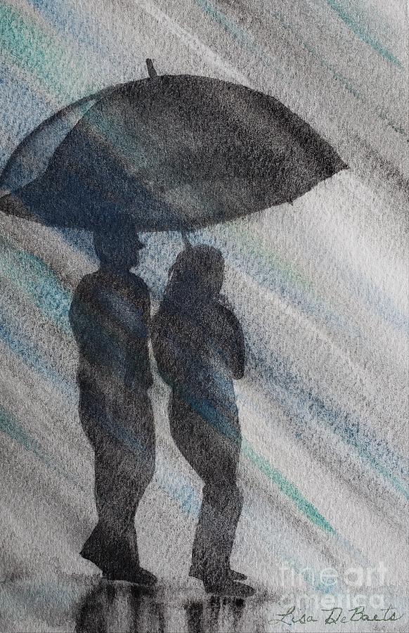 Walking in the rain Painting by Lisa Debaets