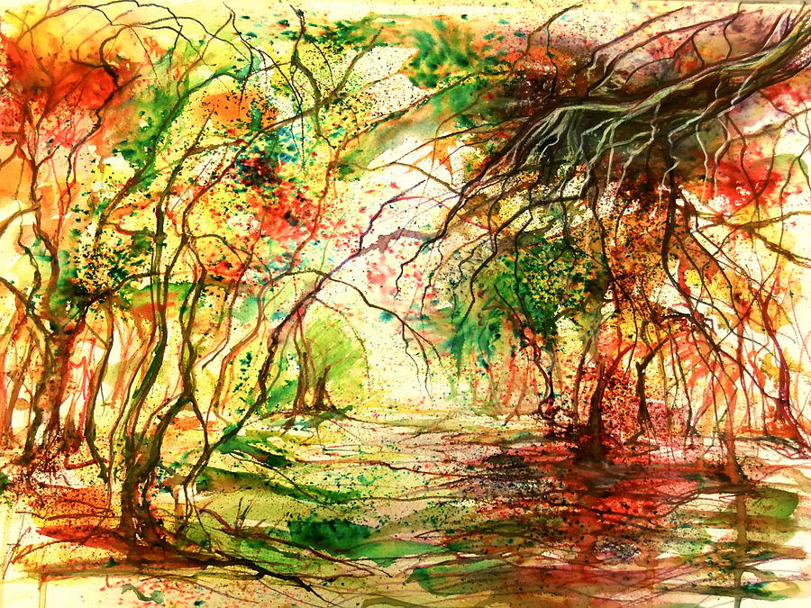 Walking in Trees Painting by Kevin Derek Moore