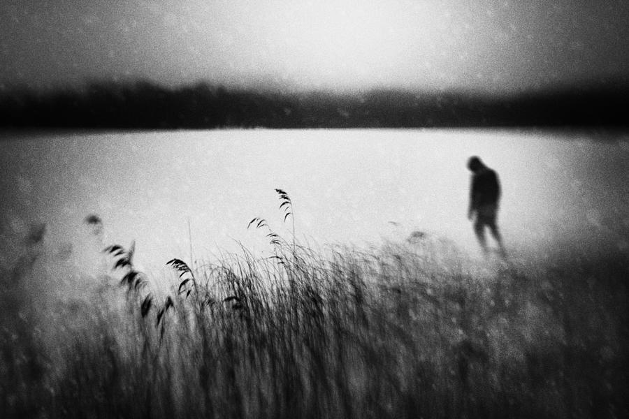 Black And White Photograph - Walking On Thin Ice by Gustav Davidsson