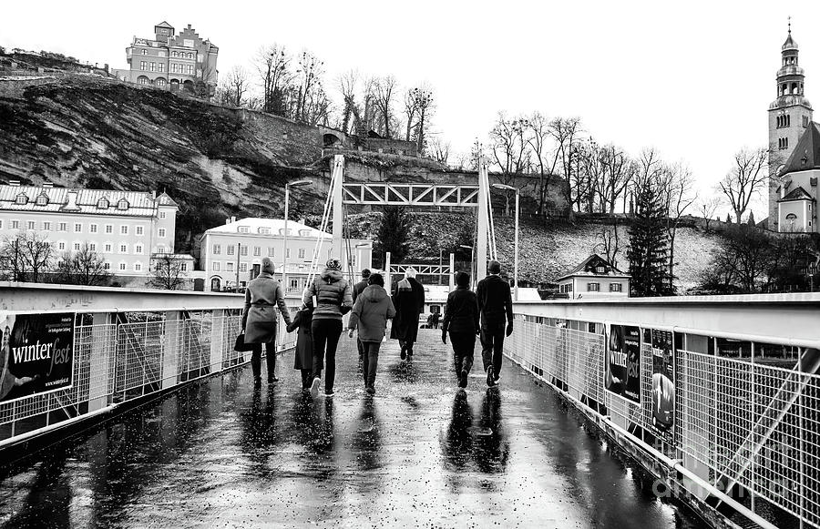 Walking the Mullner Steg Bridge in Salzburg Photograph by John Rizzuto