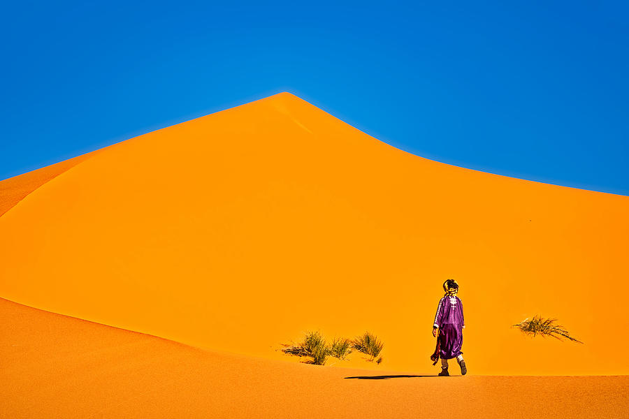 Walking the Sahara Dunes - Morocco Photograph by Stuart Litoff