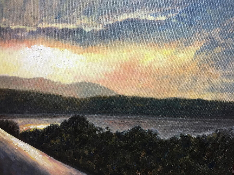 Walkway Over The Hudson Painting - Walkway at Sunset by Rose Gennaro Walkway Over The Hudson Painting - Walkway at Sunset by Rose Gennaro