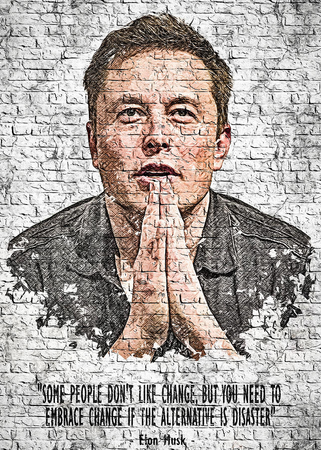 Wall-Art Elon Musk with his quote 9 Digital Art by Zdenek Moravek