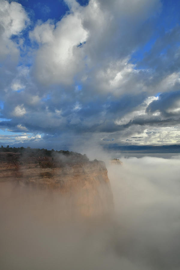 Walls of Fruita Canyon Catch Light Through Fog Photograph by Ray Mathis