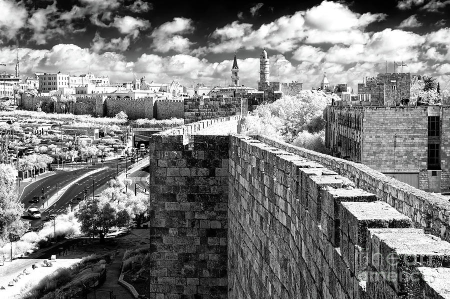 Walls of Jerusalem Infrared Photograph by John Rizzuto