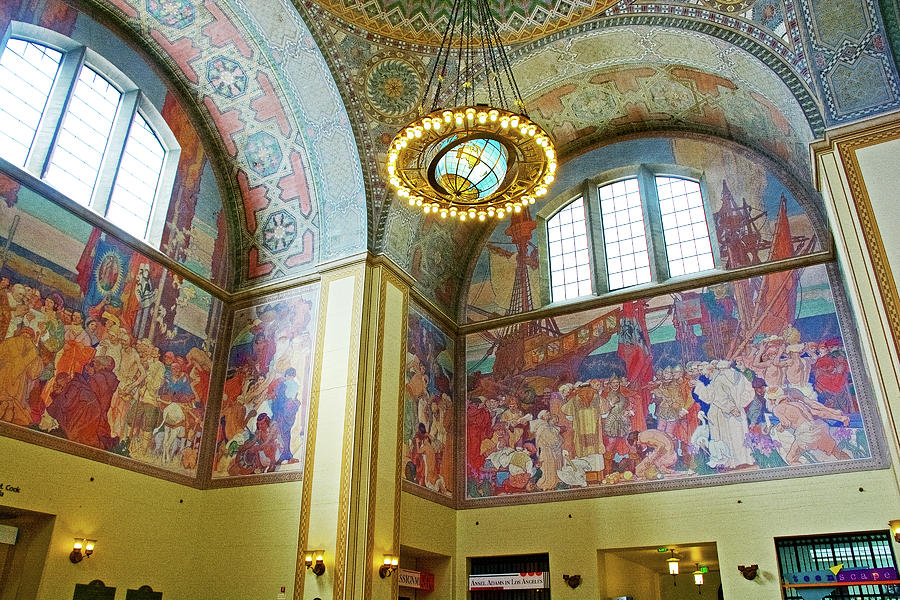 Walls of Rotunda of Richard Riordan Central Library in Downtown Los Angeles, California Photograph by Ruth Hager