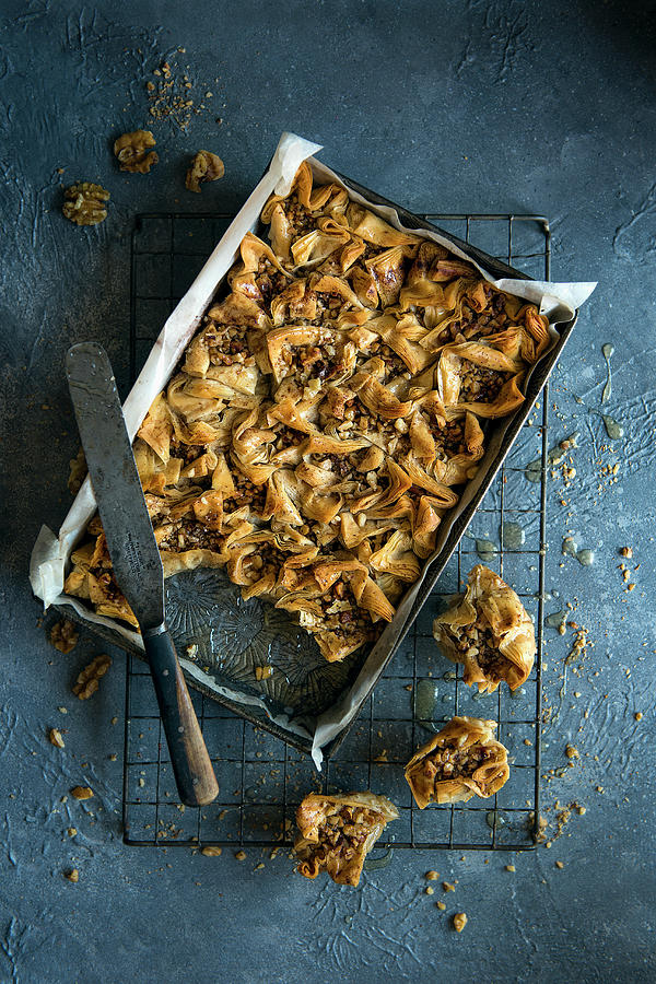 Walnut And Pecan Nut Home Made Baklava Photograph by Magdalena Hendey