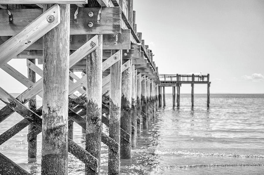Walnut Beach Pier Black And White Photograph