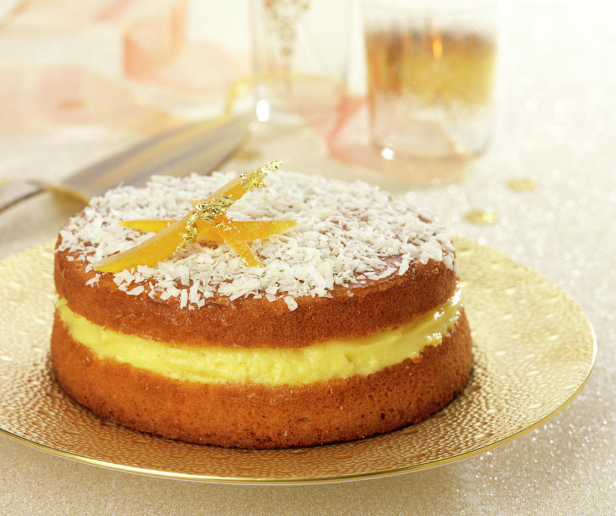 Walnut Sponge Cake With Orange And Grand Marnier Cream Filling Photograph by Bertram