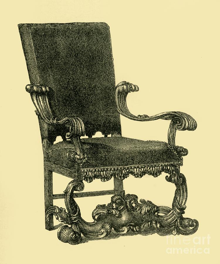 Walnut Wood Armchair Drawing by Print Collector