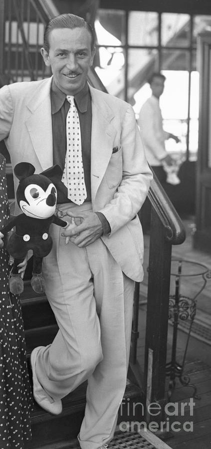 Walt Disney Standing With Mickey Mouse Photograph by Bettmann