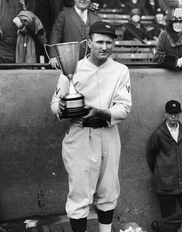 Walter Johnson Receives Trophy Photograph by Fpg