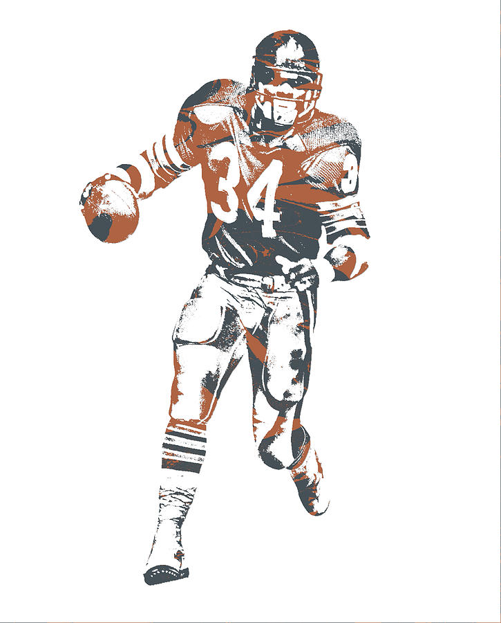 Walter Payton Chicago Bears Art 2 Metal Print