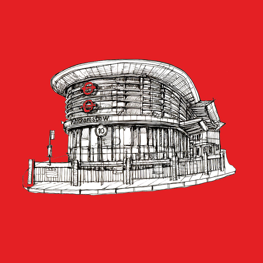 Walthamstow Bus Station Red Drawing