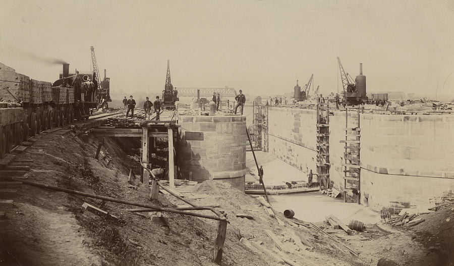 Walton Locks Under Construction Photograph by Hulton Archive