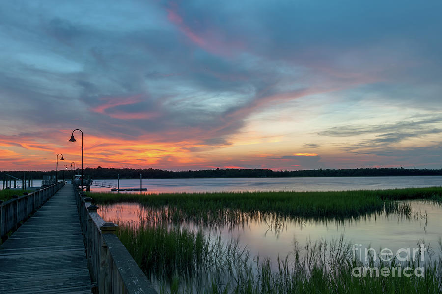 Sunset Photograph - Wando River Golden Sunset Sky  by Dale Powell