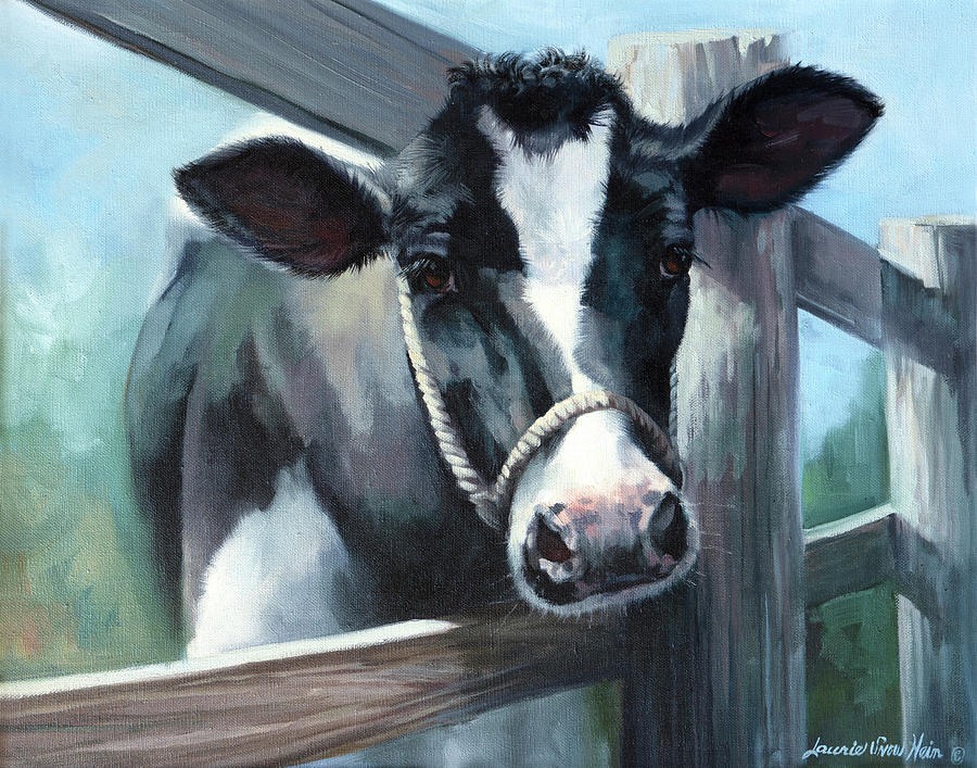 Animal Painting - Wanna Cowlick by Laurie Snow Hein