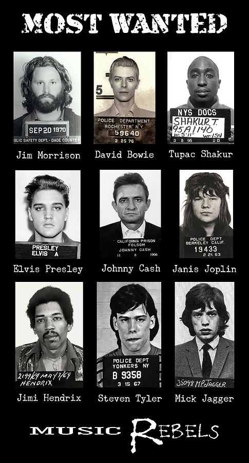 Most Wanted Digital Art - WANTED REBELS of the MUSIC INDUSTRY by Daniel Hagerman Most Wanted Digital Art - WANTED REBELS of the MUSIC INDUSTRY by Daniel Hagerman