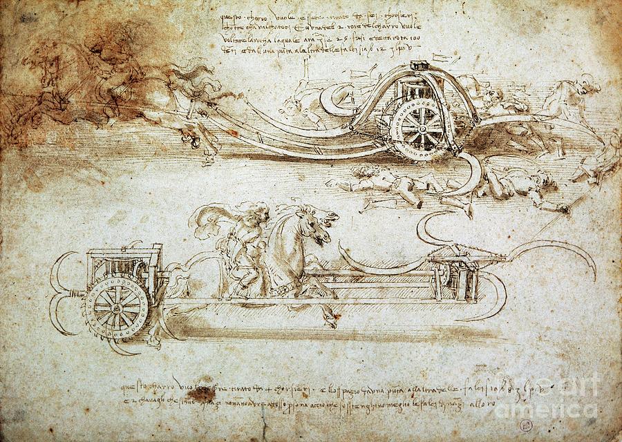 War Machine, By Leonardo Da Vinci, Drawing Painting by Leonardo Da Vinci