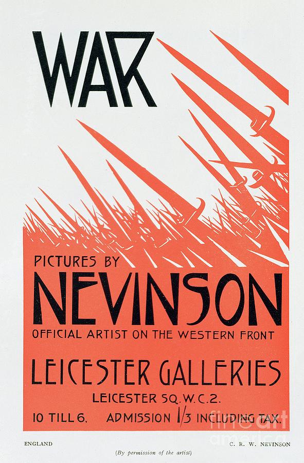 War Pictures By Nevinson, Official Artist On The Western Front, Poster For An Exhibition Drawing by Christopher Richard Wynne Nevinson
