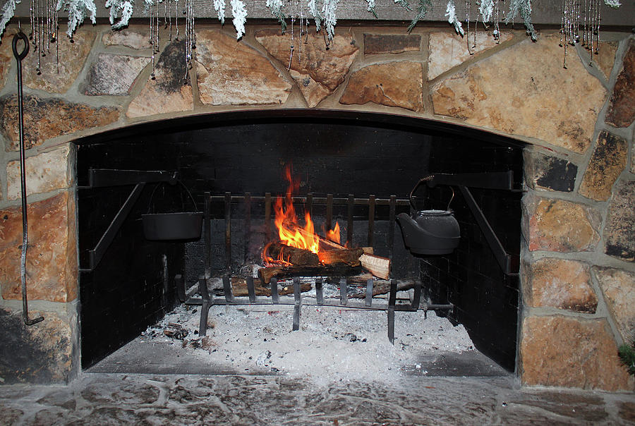 Warm And Cozy Fireplace Photograph by Cynthia Guinn