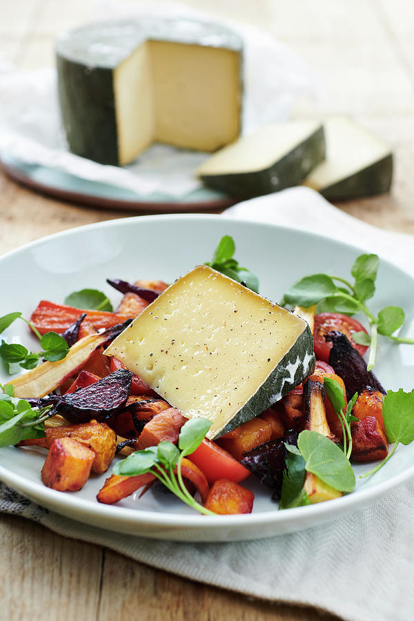Warm Cheese On Roasted Autumnal Vegetables Photograph by Jonathan Short