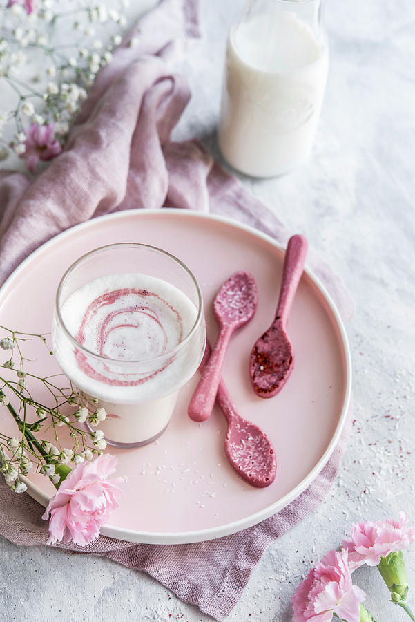 Warm Milk With Teaspoons Of Ruby Chocolate Photograph by Diana Kowalczyk