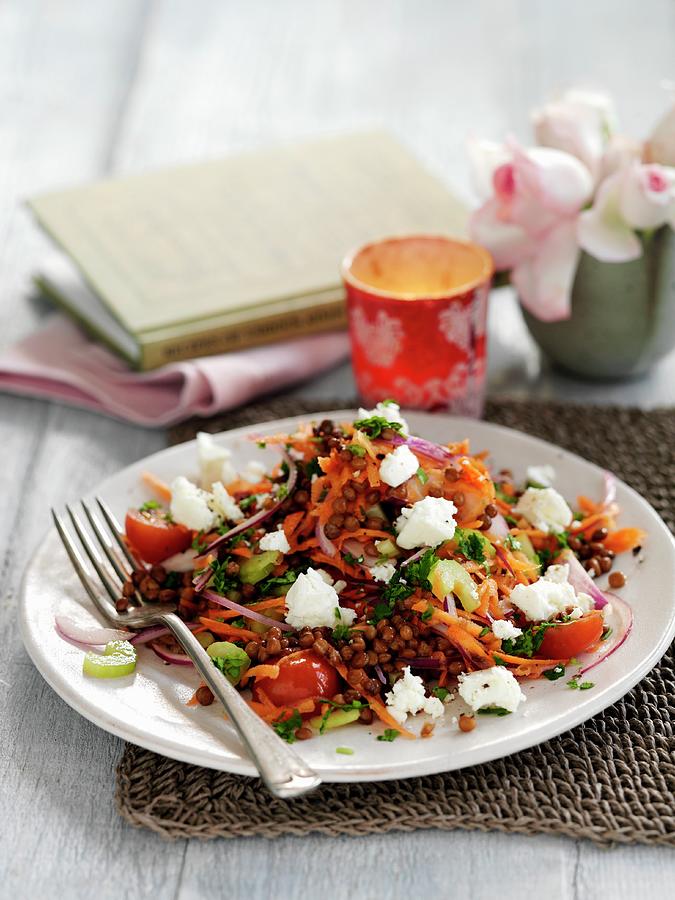 Warm Puy Lentil Salad With Feta Photograph by Gareth Morgans
