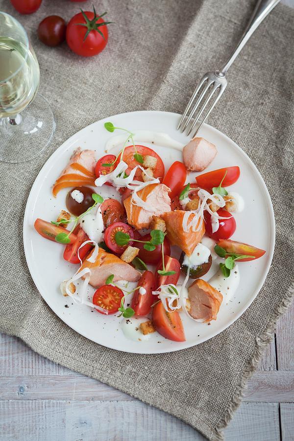Warm Smoked Salmon With Tomatoes And Horseradish Photograph by Eising Studio