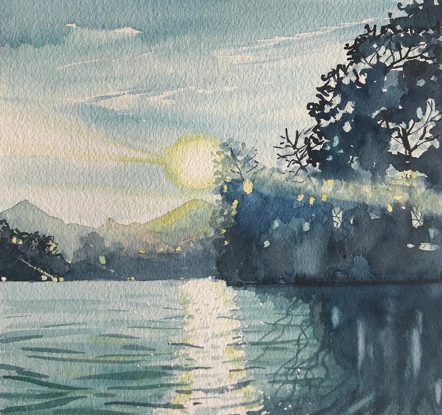 Warm Evening - Malibou Lake Painting by Luisa Millicent - Pixels