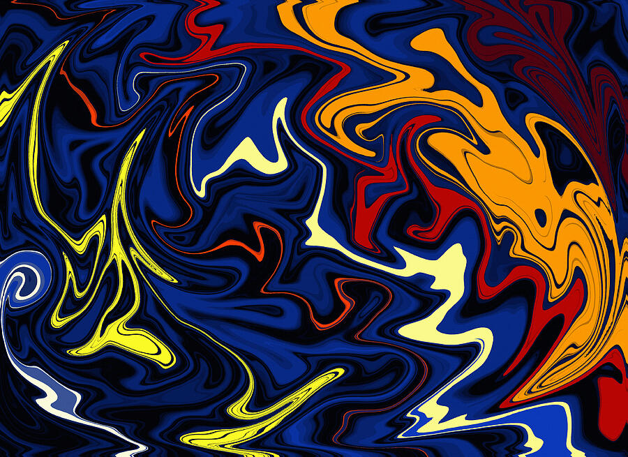 Warped Wet Paint Abstract in Comic Book Colors Digital Art by Shelli Fitzpatrick