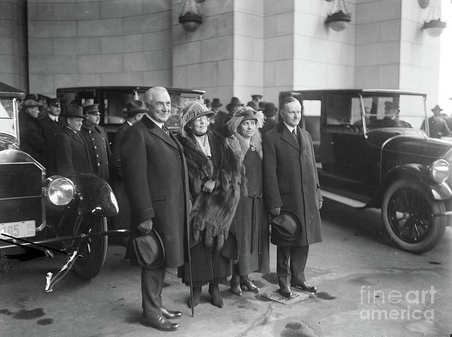 Warren G. Harding, Florence Harding, Grace Coolidge, And Calvin Coolidge, Washington, D.c., C.1915-23 Photograph by Harris & Ewing