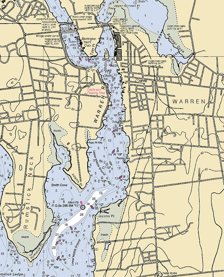 Warren-rhode Island Nautical Chart Mixed Media by Sea Koast | Pixels