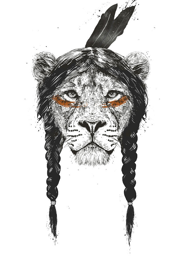 Animal Drawing - Warrior lion by Balazs Solti