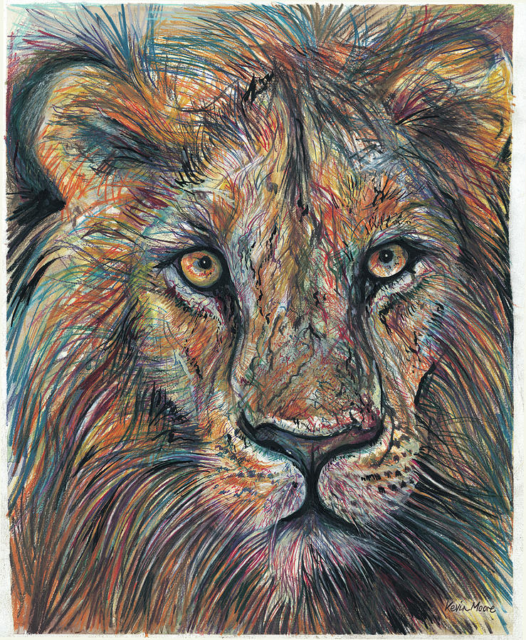 Warrior Lion Painting by Kevin Derek Moore