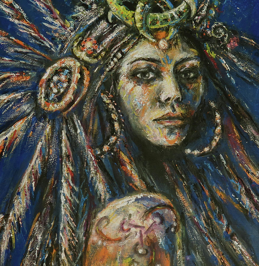 Warrior Priestess detail Painting by Zoe Oakley
