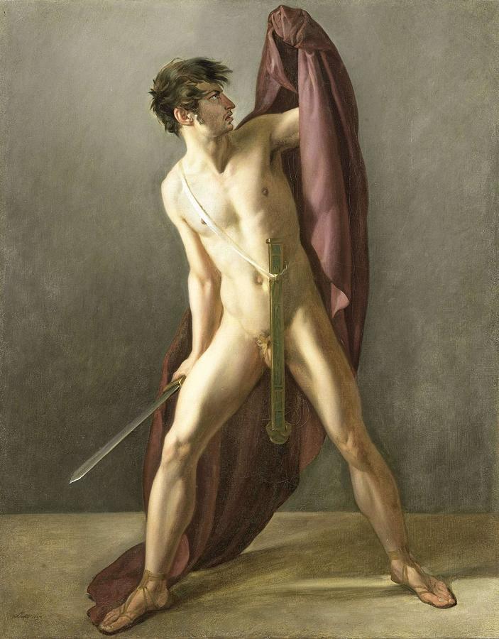 Warrior with Drawn Sword. Painting by Joannes Echarius Carolus -1777-1843-