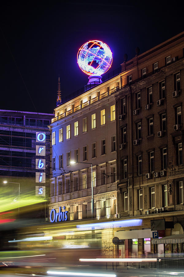 Rush Hour Movie Digital Art - Warsaw Street At Night, Poland by Tim E White