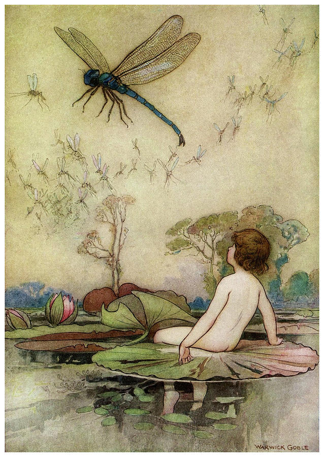 Insects Mixed Media - Warwick Goble, 1862-1943, The Water Babies 1924 by Vintage Lavoie