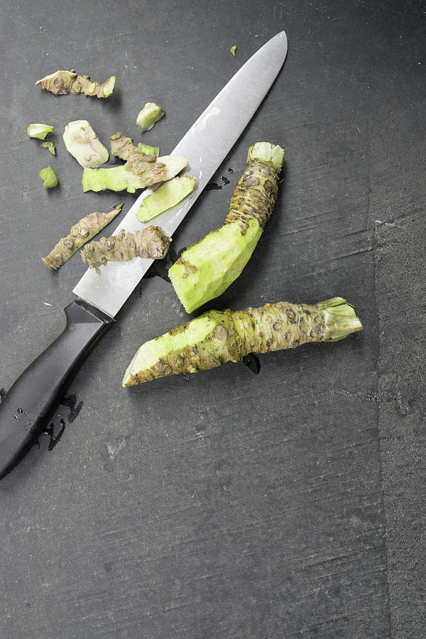 Wasabi Being Peeled Photograph by Martina Schindler