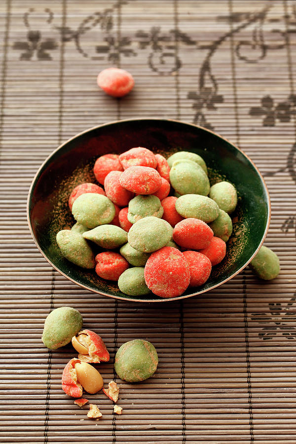 Wasabi Peanuts In A Small Bowl asia Photograph by Petr Gross