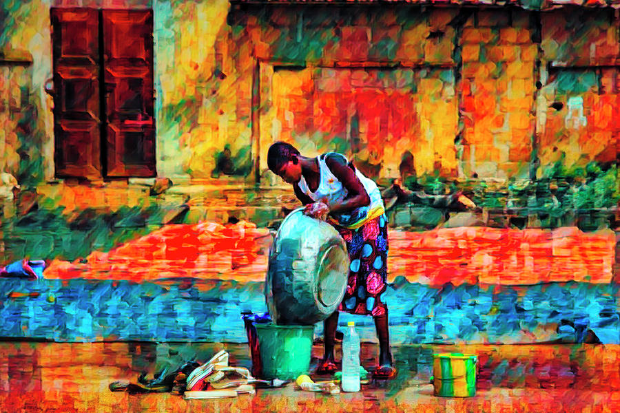 Wash Day African Art Photograph by Debra and Dave Vanderlaan